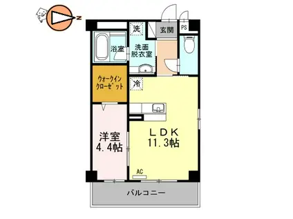 セレーナ沖浜(1LDK/3階)の間取り写真