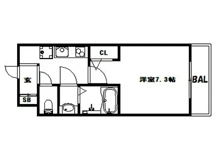 AILE岡場III(1K/1階)の間取り写真