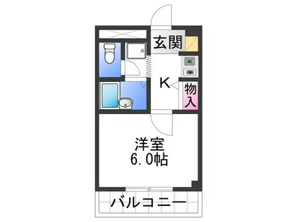 シャルマンフジ和歌山拾弐番館(1K/3階)の間取り写真