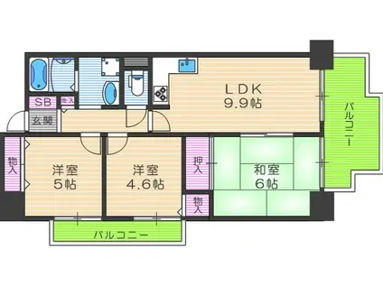 北梅田パークレジデンス(3LDK/2階)の間取り写真