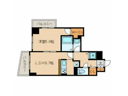 ラルジュマノワール(1LDK/8階)の間取り写真