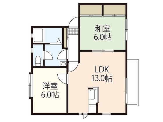 ディアス中山新町(2LDK/2階)の間取り写真