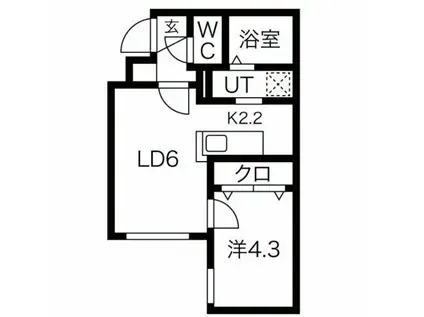 LA FELICE 北30条(1LDK/1階)の間取り写真