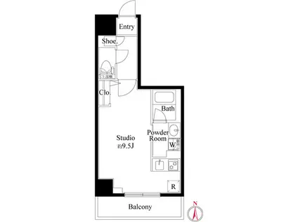 ジェノヴィア武蔵関公園スカイガーデン(ワンルーム/4階)の間取り写真