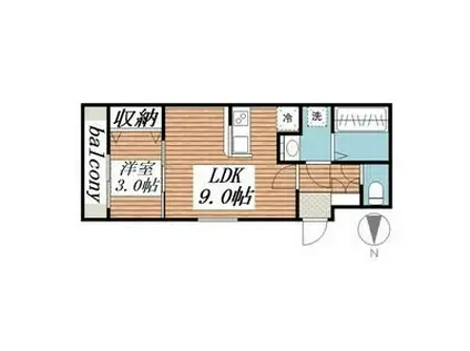 アルバーノ中村VERMILION(1LDK/1階)の間取り写真