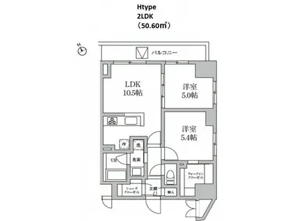 レジディア日本橋馬喰町II(2LDK/11階)の間取り写真