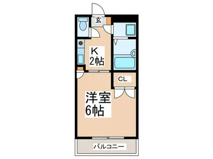 Bディナスティ(1K/1階)の間取り写真