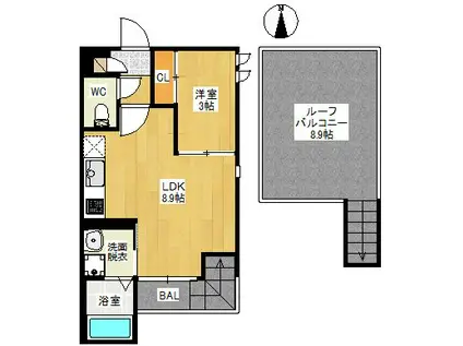 GRANDTIC IDEALE(1LDK/2階)の間取り写真