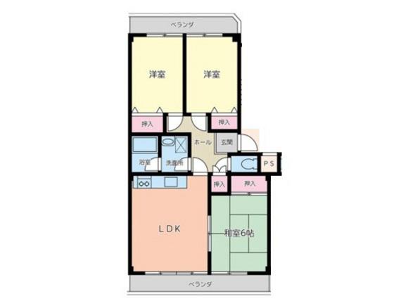 ドミール福島B(3LDK/2階)の間取り写真