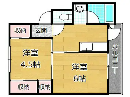 ビレッジハウス 招提(2K/5階)の間取り写真