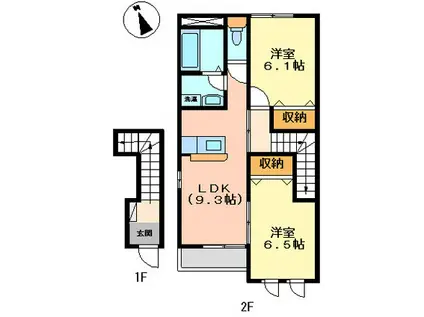 グランドゥール2(2LDK/2階)の間取り写真