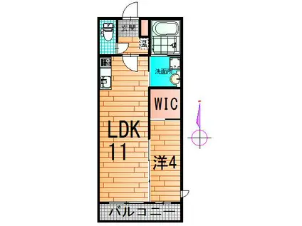 ボルツI(1LDK/1階)の間取り写真