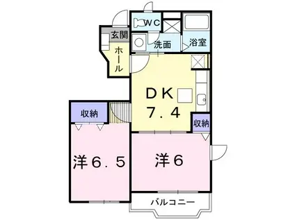 フィオーレ A(2DK/1階)の間取り写真
