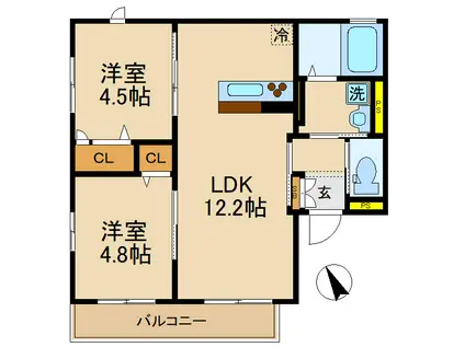 ココル コトブキ(2LDK/1階)の間取り写真
