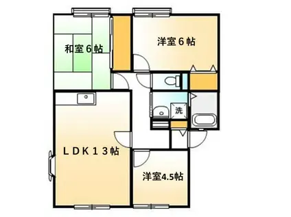 サンビレッジ城西 ペット(3LDK/1階)の間取り写真