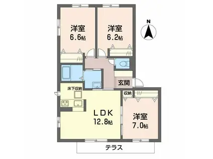 シャーメゾン・ヴェルデ・パティオC棟(3LDK/1階)の間取り写真