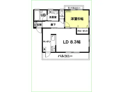アーバニズム62C(1LDK/2階)の間取り写真