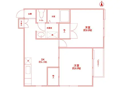 フェリースSEYA(2DK/2階)の間取り写真