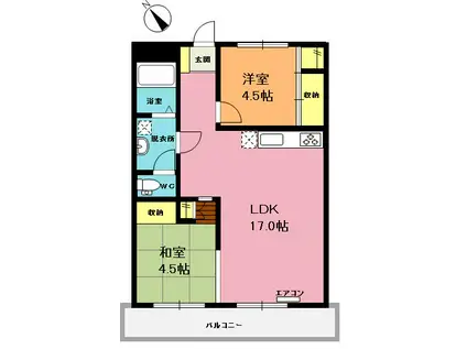 けんこうマンション(2LDK/1階)の間取り写真