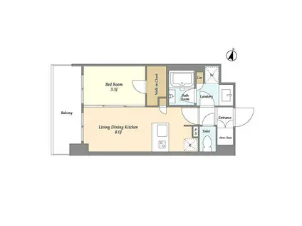 ドゥーエ大宮II(1LDK/8階)の間取り写真