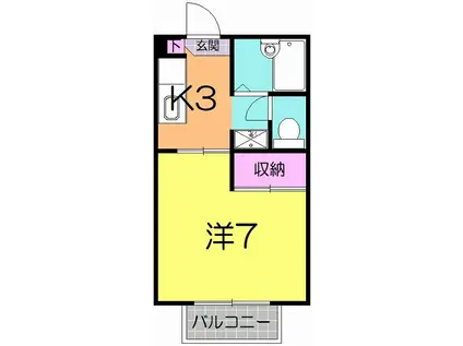 パルコート相原A(1K/2階)の間取り写真