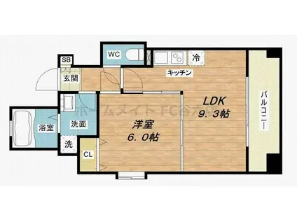 アーデンタワー立売堀(1LDK/10階)の間取り写真