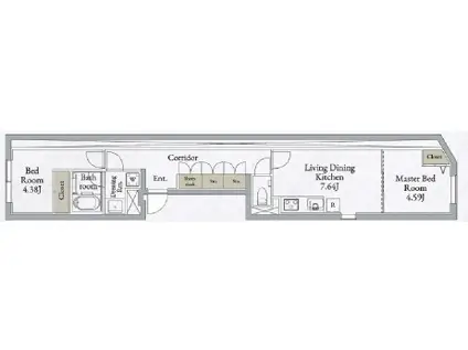 LIVEFLAT高田馬場(2DK/4階)の間取り写真