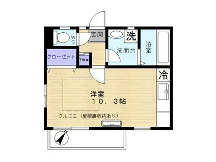 オーユーパレス田島(ワンルーム/2階)の間取り写真