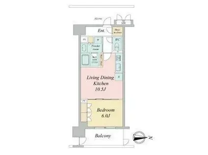 ラフィシア上前津(1LDK/2階)の間取り写真