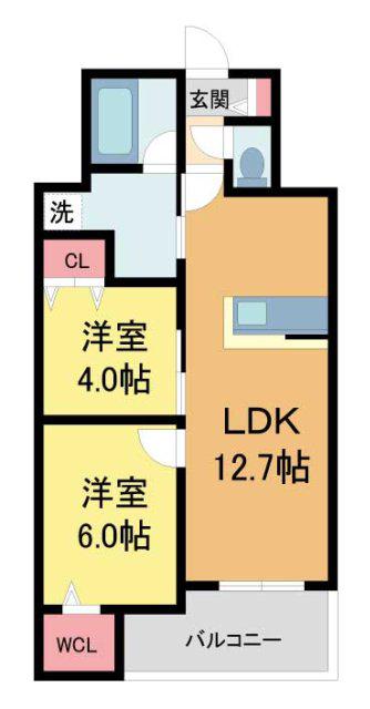 LA VITA西宮北口(1SLDK/3階)の間取り写真