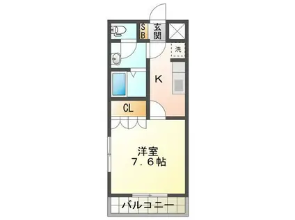 コスモ高原(1K/2階)の間取り写真