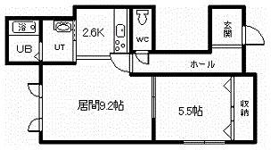 ピアコートクレア(1LDK/1階)の間取り写真