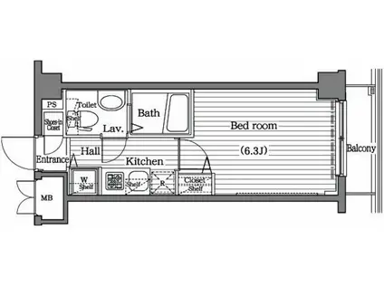 ガラシティ大崎(1K/6階)の間取り写真