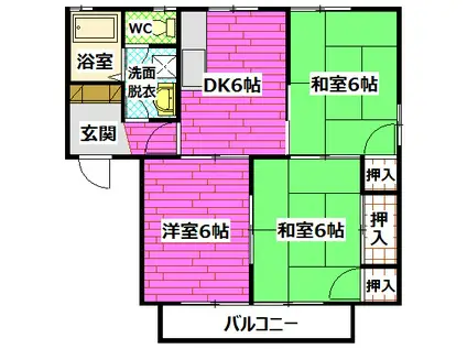 スカイハイツ矢野(3DK/2階)の間取り写真