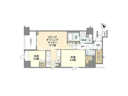 リビオレゾン月島ステーションプレミア(2LDK/13階)の間取り写真