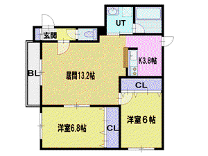 エクセルパレス(2LDK/3階)の間取り写真