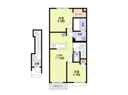 ALBA BEL(2LDK/2階)の間取り写真