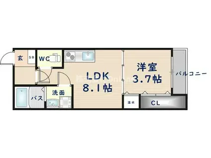 GRANDIR布施(1LDK/1階)の間取り写真