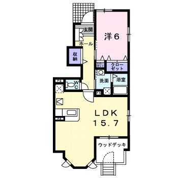 ウィンクルA(1LDK/1階)の間取り写真