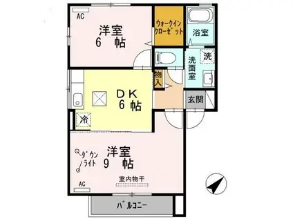 ウィング ヴューA(2DK/1階)の間取り写真