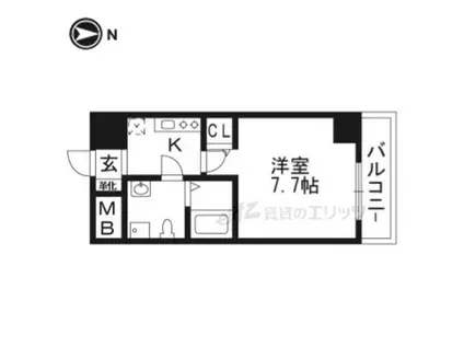 SERENITE千里丘(1K/4階)の間取り写真