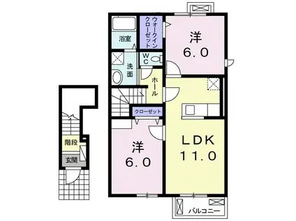 グレイスII(2LDK/2階)の間取り写真
