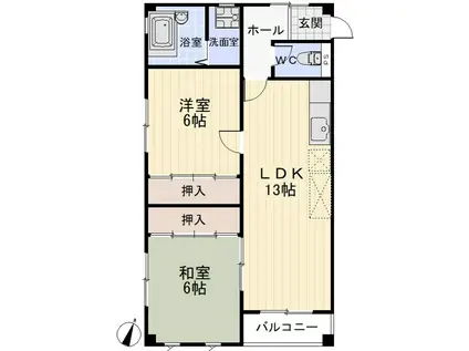 ヘルメス成瀬(2LDK/3階)の間取り写真