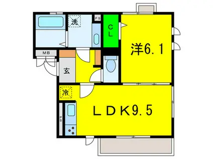 コンフォートV(1LDK/3階)の間取り写真