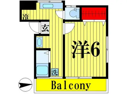 ボヌール・ムー(1K/2階)の間取り写真