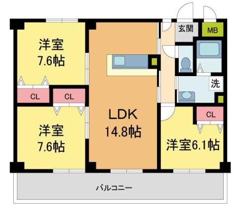 ハビタットセレッソIII(3LDK/4階)の間取り写真