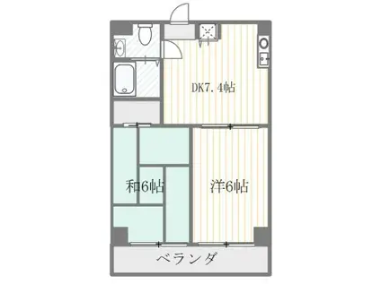 パークサイド関(2DK/3階)の間取り写真