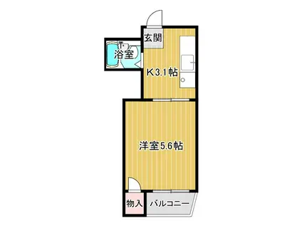 白樺ハイツ清水II(1K/3階)の間取り写真