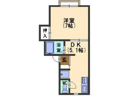 エステート2(1K/1階)の間取り写真