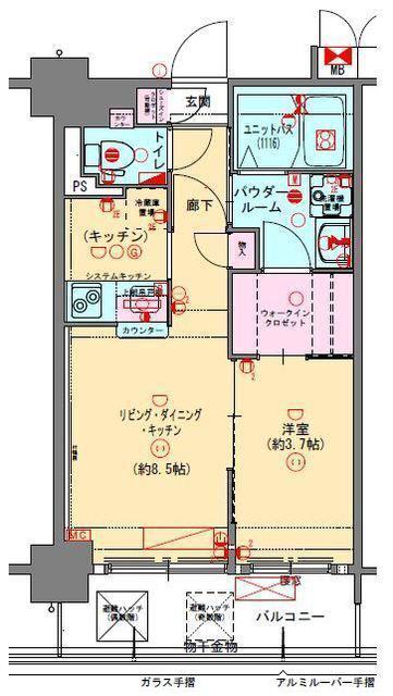 プレサンスNEO長堂アウローラ(1LDK/3階)の間取り写真